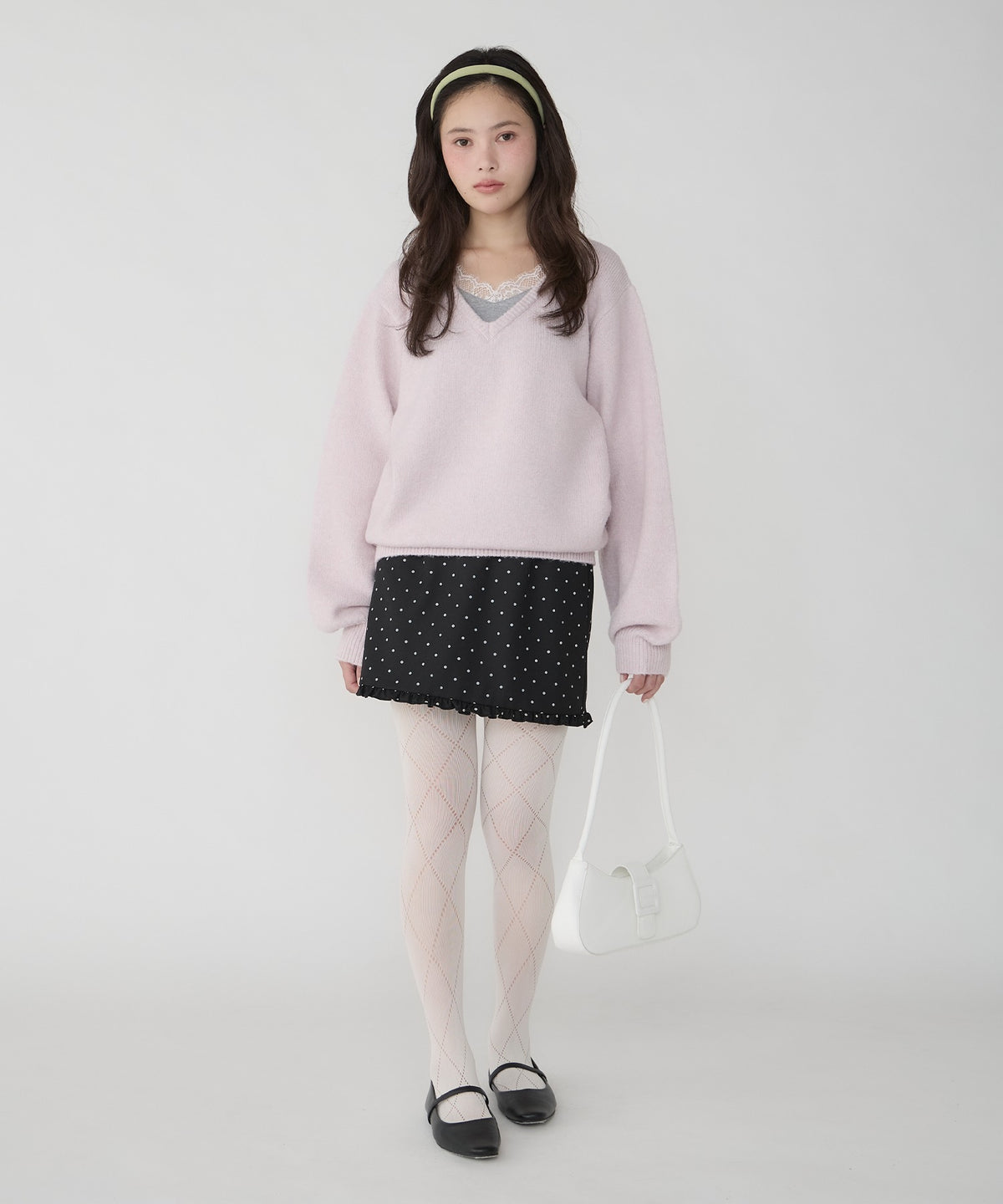 unblend Faux-layered lace V-neck knit - Image 40