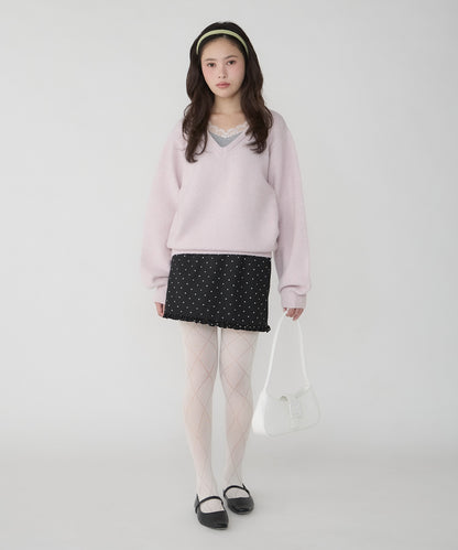unblend Faux-layered lace V-neck knit - Image 40