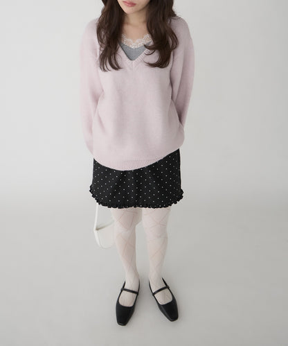 unblend Faux-layered lace V-neck knit - Image 42