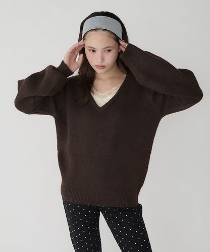 unblend Faux-layered lace V-neck knit - Image 22