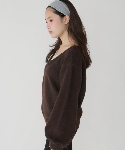 unblend Faux-layered lace V-neck knit - Image 24