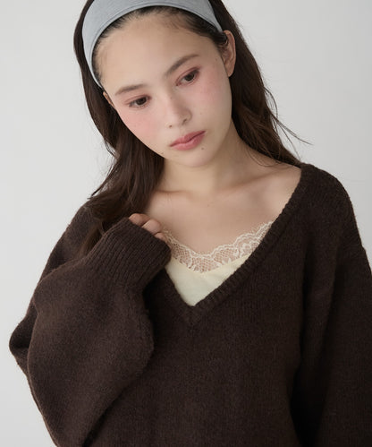 unblend Faux-layered lace V-neck knit - Image 26