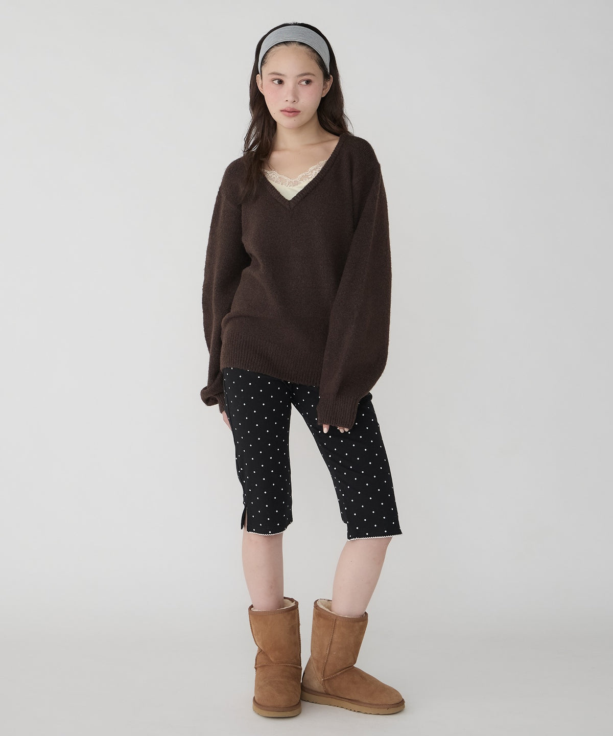 unblend Faux-layered lace V-neck knit - Image 27