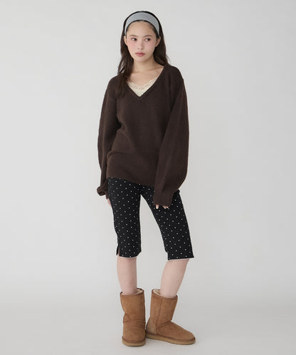 unblend Faux-layered lace V-neck knit - Image 27
