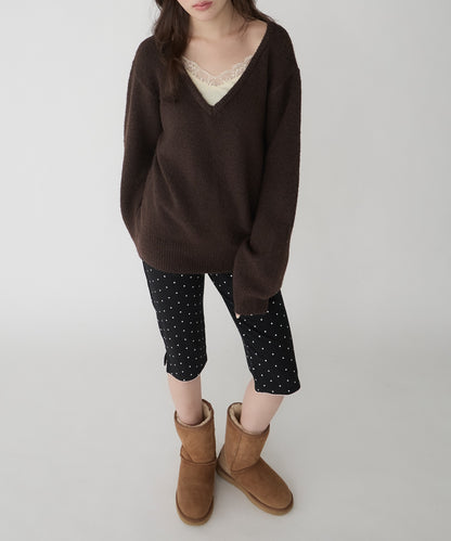 unblend Faux-layered lace V-neck knit - Image 28