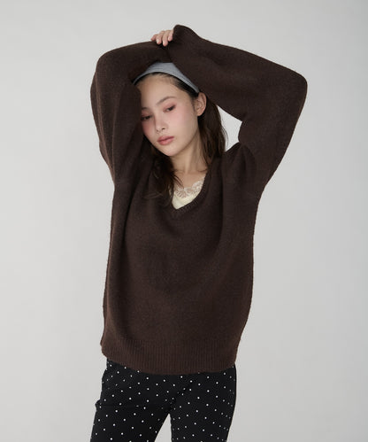unblend Faux-layered lace V-neck knit - Image 29