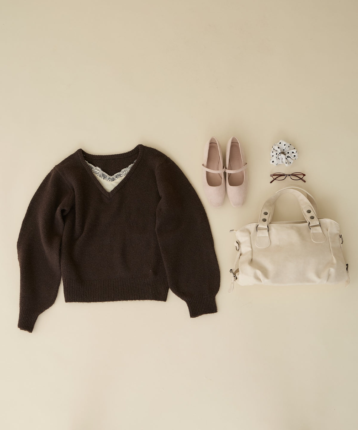 unblend Faux-layered lace V-neck knit - Image 8