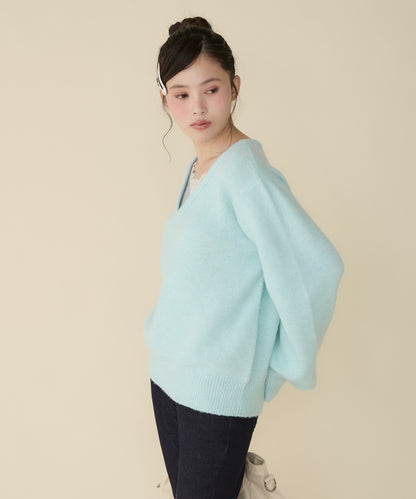 unblend Faux-layered lace V-neck knit - Image 47