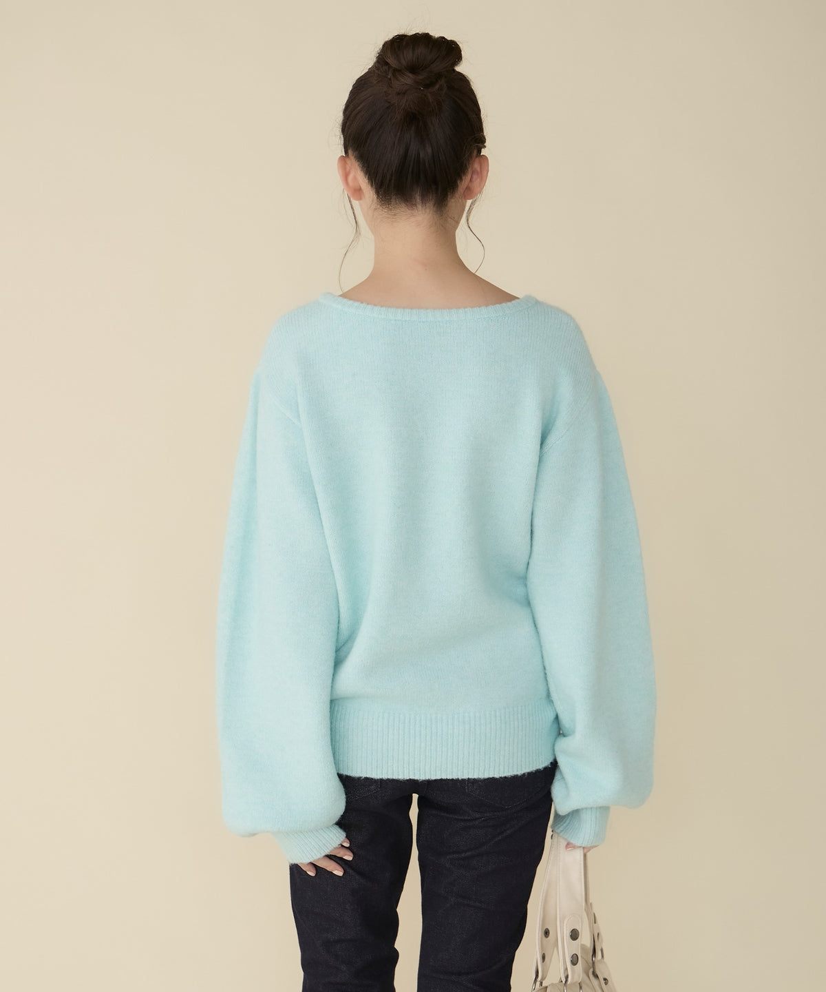 unblend Faux-layered lace V-neck knit - Image 48