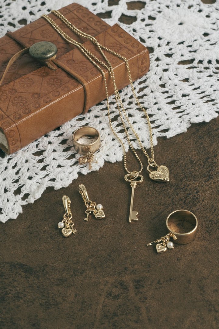 GOLDY Heart Key Charm Earrings