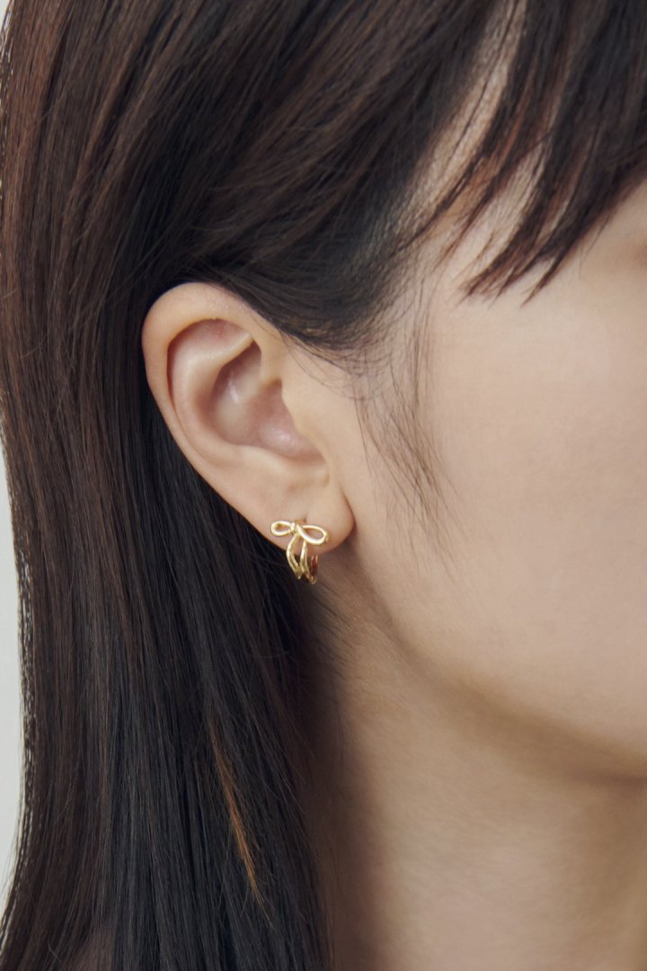 GOLDY Mini ribbon one-touch Earrings