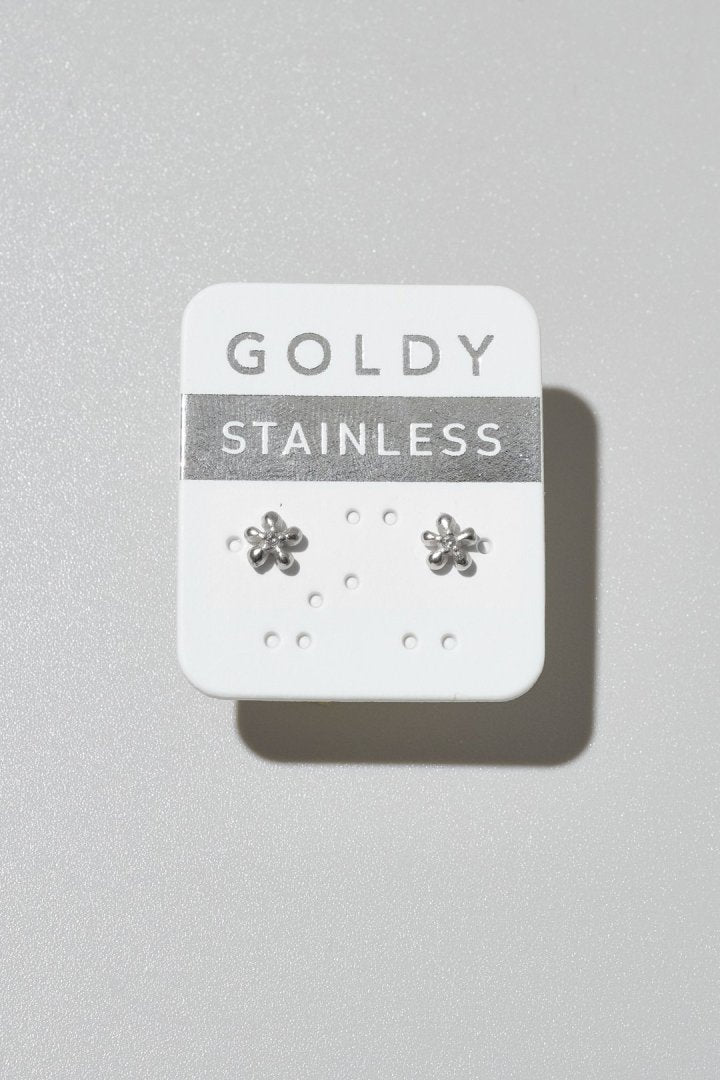 GOLDY プチ フラワー ステンレス ピアス - silver