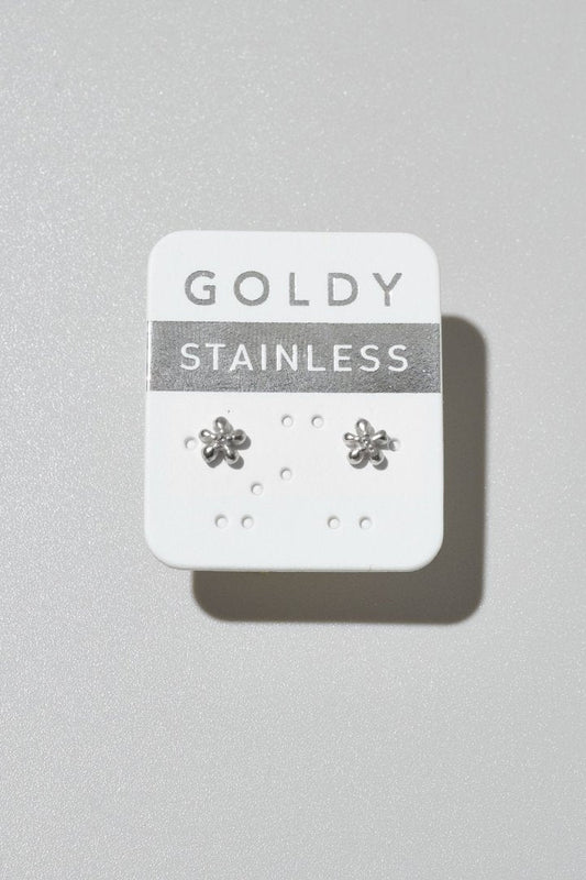 GOLDY プチ フラワー ステンレス ピアス - silver