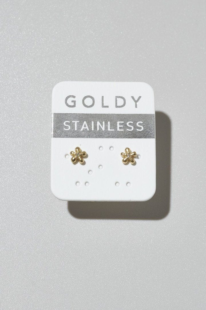GOLDY プチ フラワー ステンレス ピアス - ゴールド
