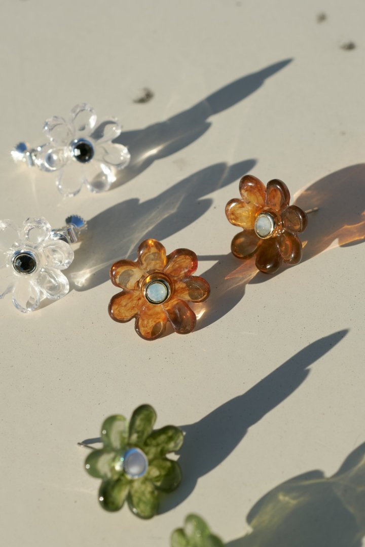 GOLDY puffy bloom earrings - brown