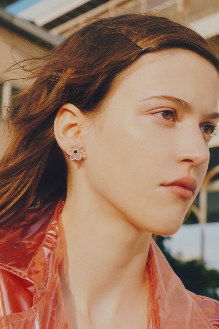 GOLDY puffy bloom earrings - clear