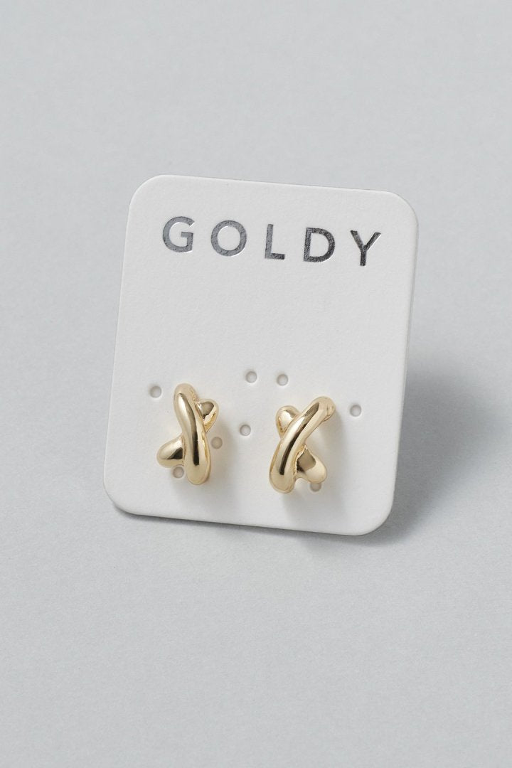 GOLDY petite cross line earrings - Image 3