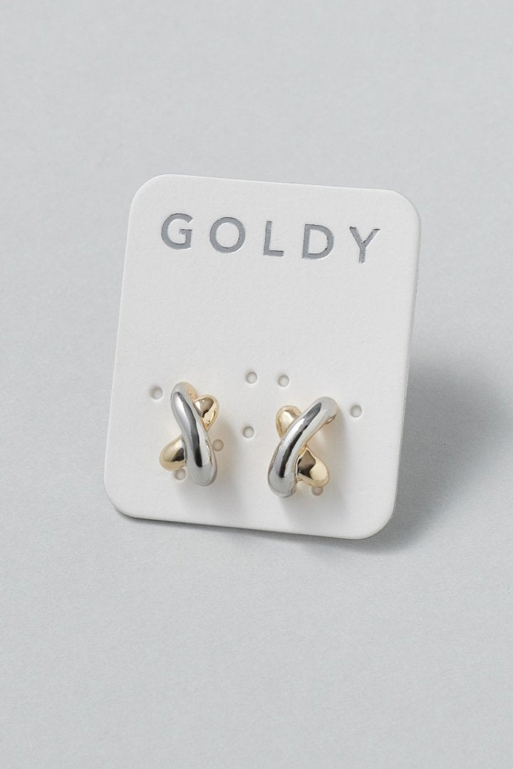 GOLDY petite cross line earrings - Image 4