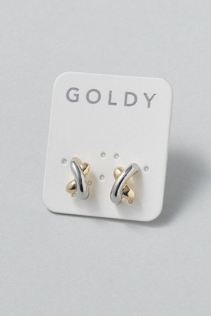 GOLDY petite cross line earrings - Image 4
