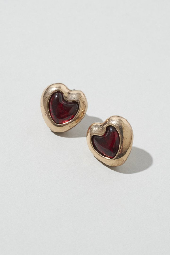 GOLDY vintage heart embed earrings - Image 2