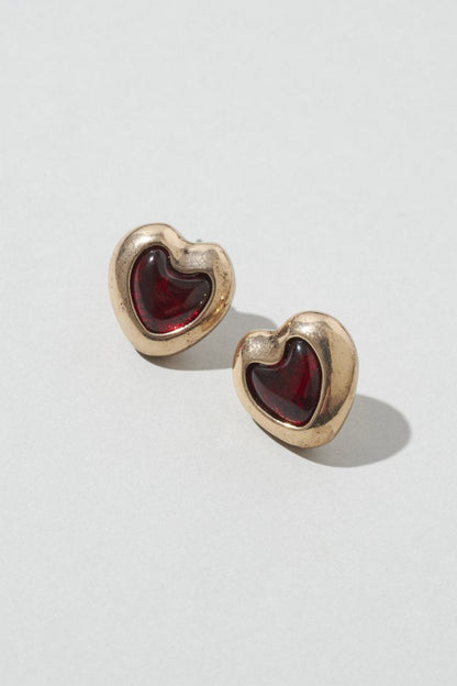 GOLDY vintage heart embed earrings - Image 2