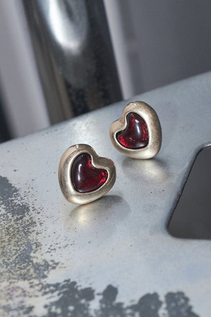 GOLDY vintage heart embed earrings - Image 1