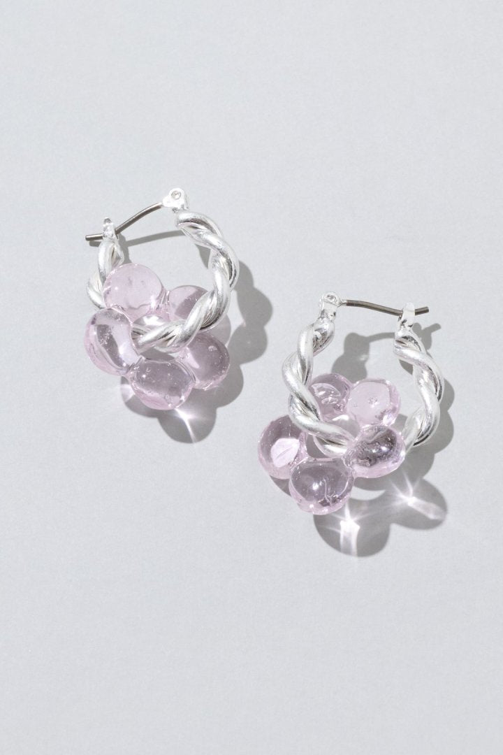 GOLDY glass flower earrings - pink