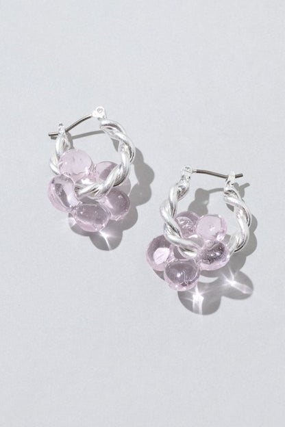 GOLDY glass flower earrings - pink