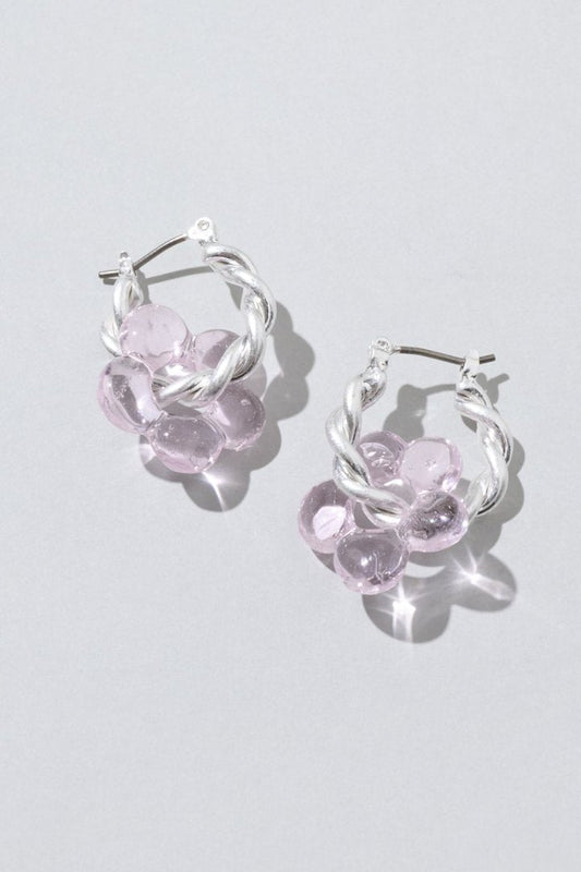 GOLDY glass flower earrings - pink