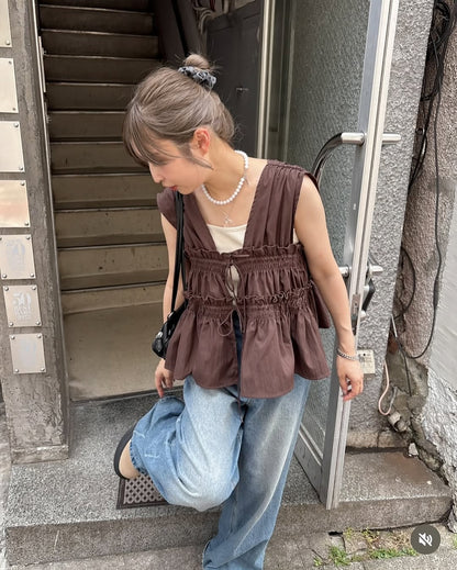 umm. By Discoat 褶褶絲帶sleeveless