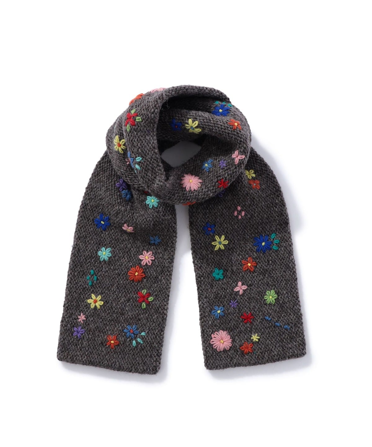 BEAMS BOY 100%羊毛花花刺繡頸巾