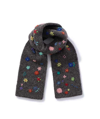 BEAMS BOY 100%羊毛花花刺繡頸巾