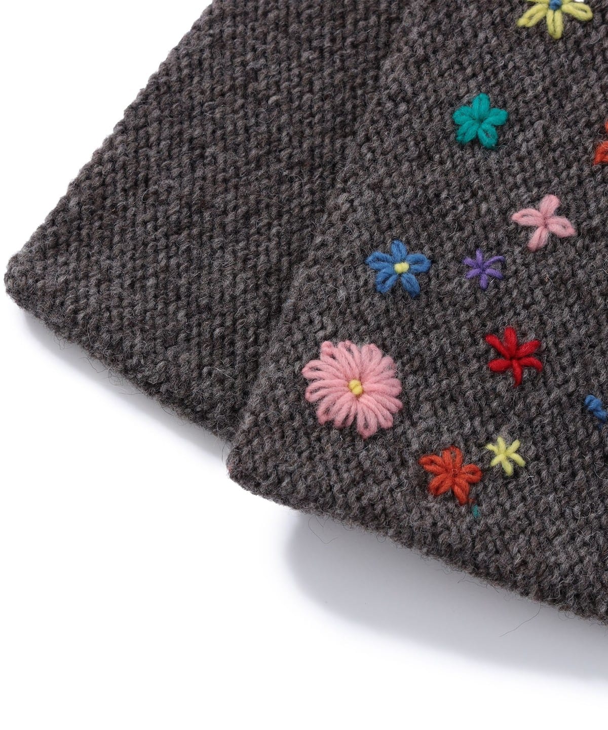 BEAMS BOY 100%羊毛花花刺繡頸巾