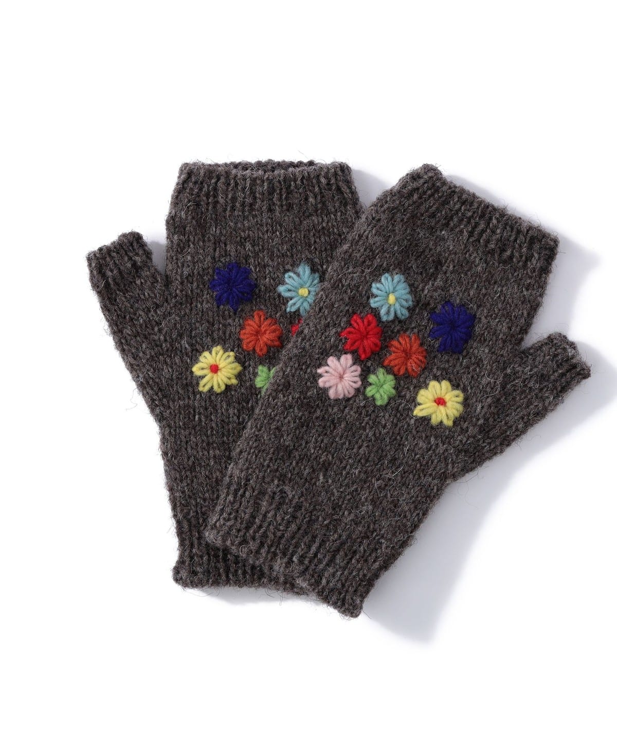 BEAMS BOY 100%羊毛花花刺繡手套