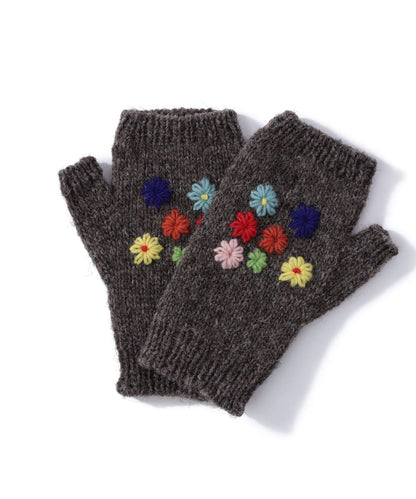 BEAMS BOY 100%羊毛花花刺繡手套