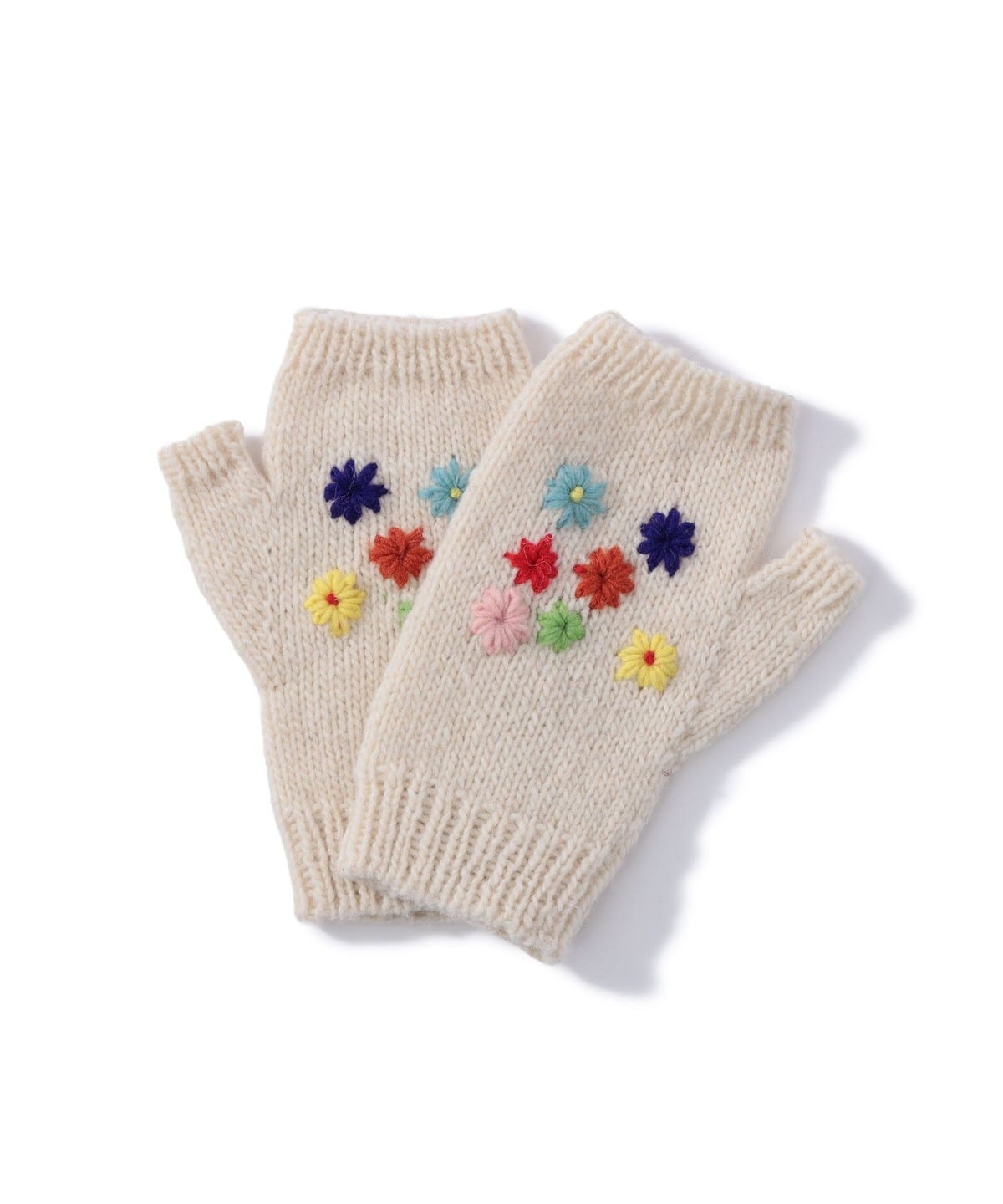 BEAMS BOY 100%羊毛花花刺繡手套
