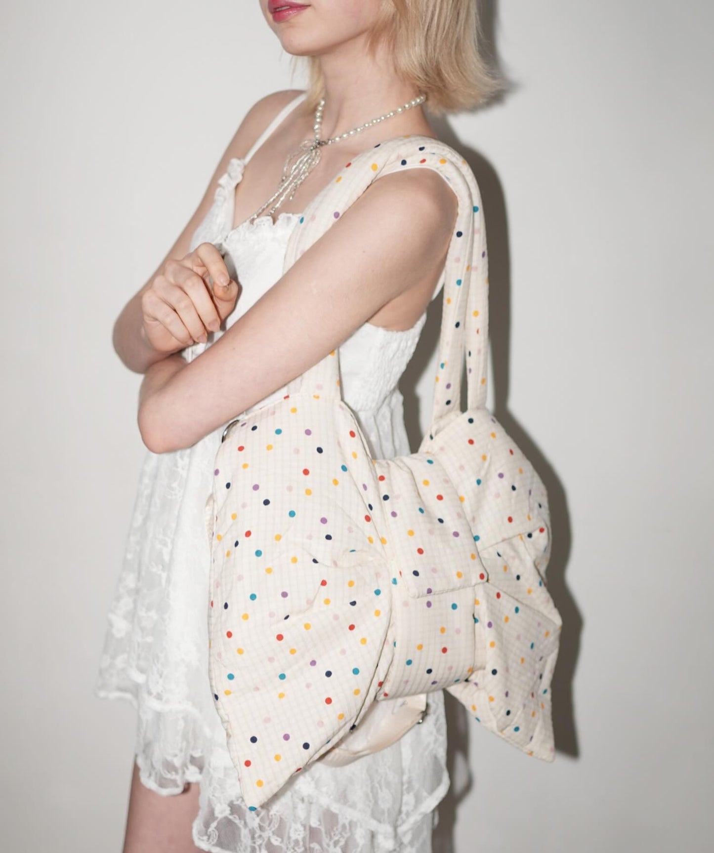 彩色波點ribbon Bag