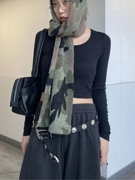 MOUSSY 針織圍巾[豹紋/迷彩]