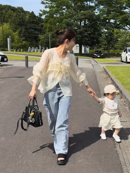 薄紗荷葉邊罩衫