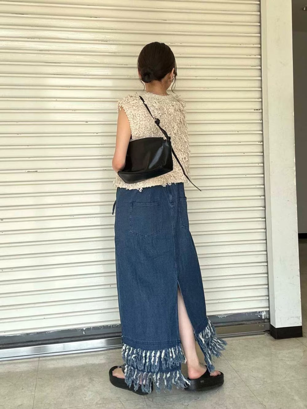 KBF 流蘇牛仔吊帶連身裙