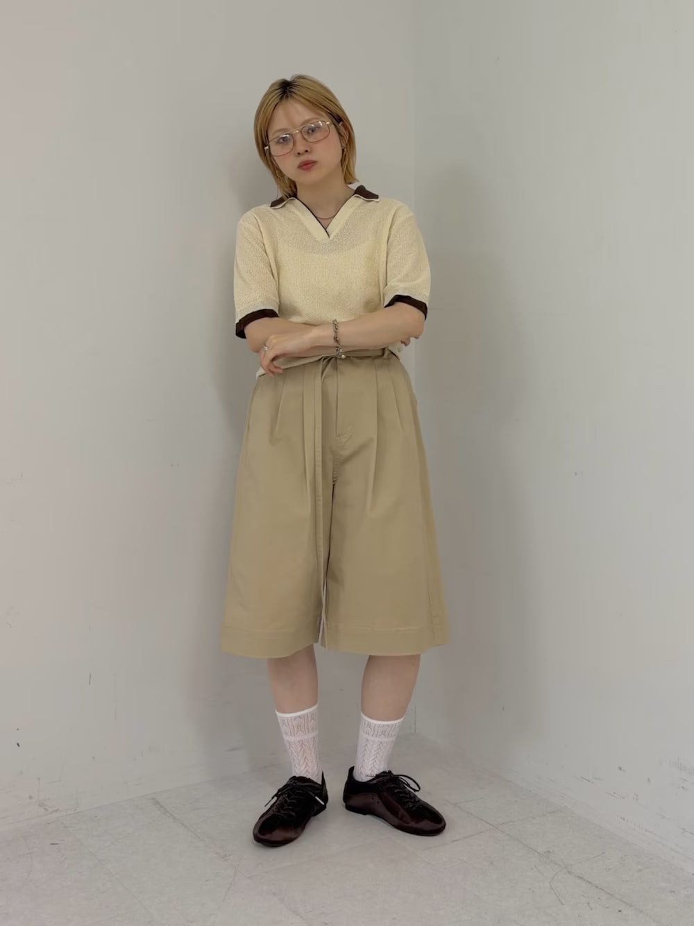 KBF Layered-look knit shirt