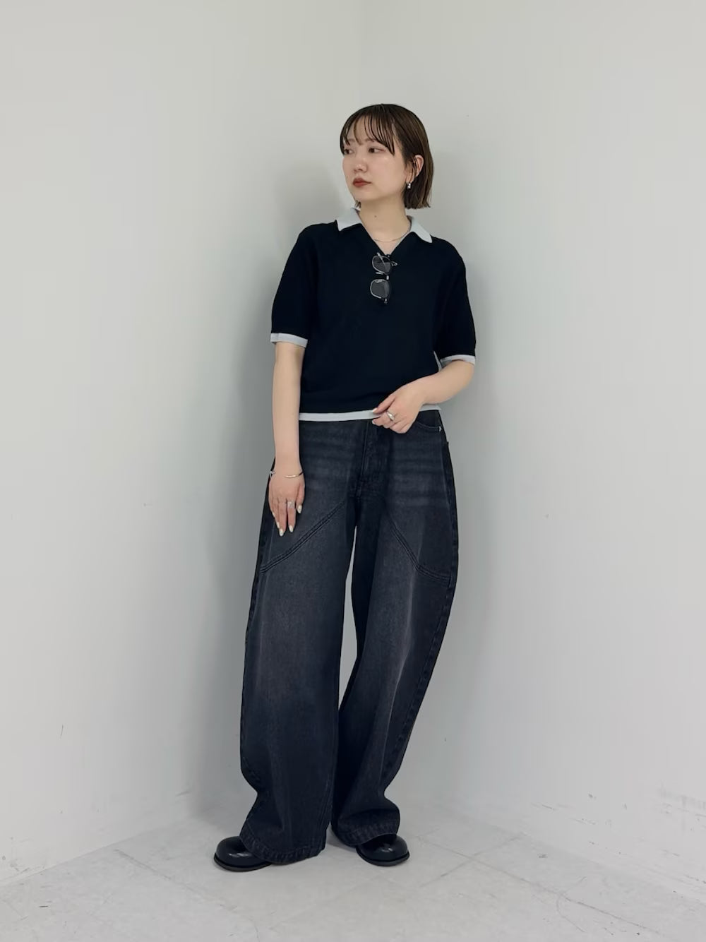 KBF Layered-look knit shirt