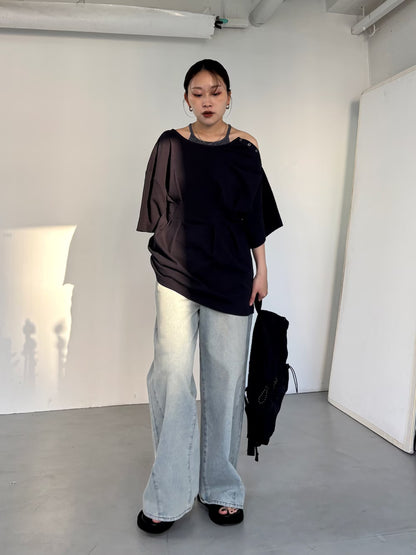 KBF 露肩修腰寬鬆Tee