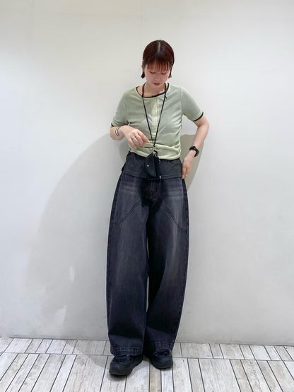 KBF 假2件 Two-tone Henley neck tee