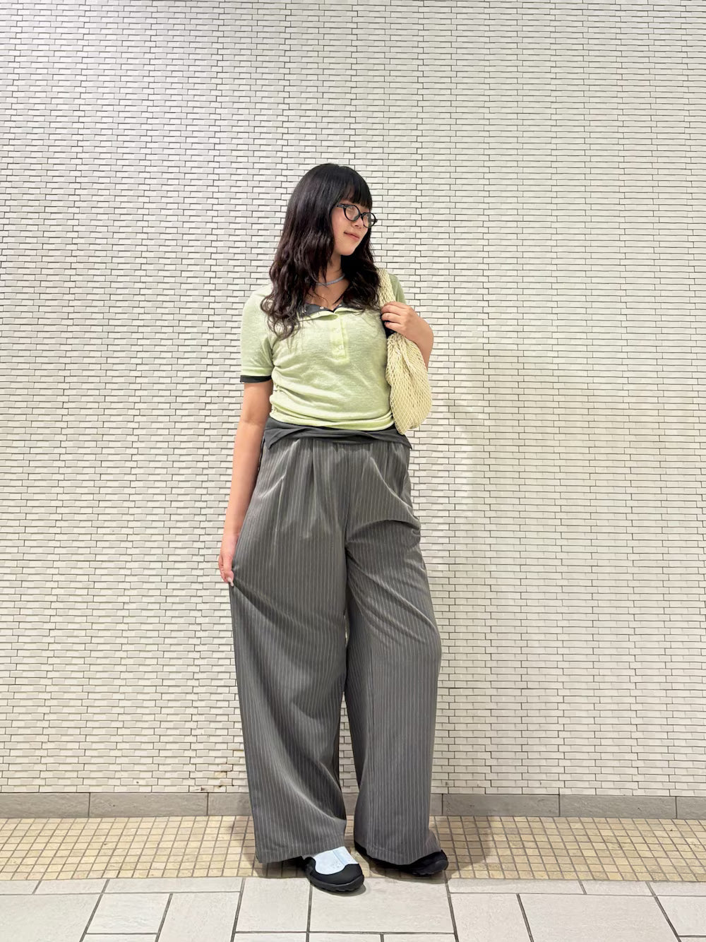 KBF 假2件 Two-tone Henley neck tee