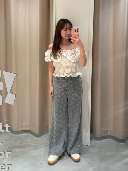 Kastane [Straight] floral embroidered denim - Image 68