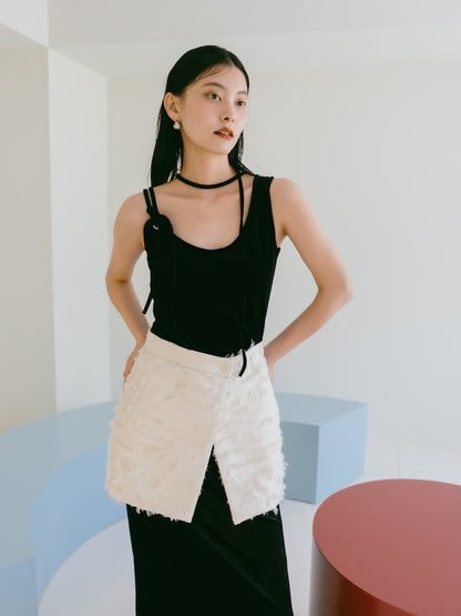 MARTE Strap Design Velour Tank Top