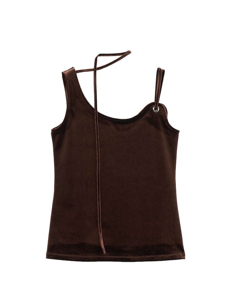 MARTE Strap Design Velour Tank Top