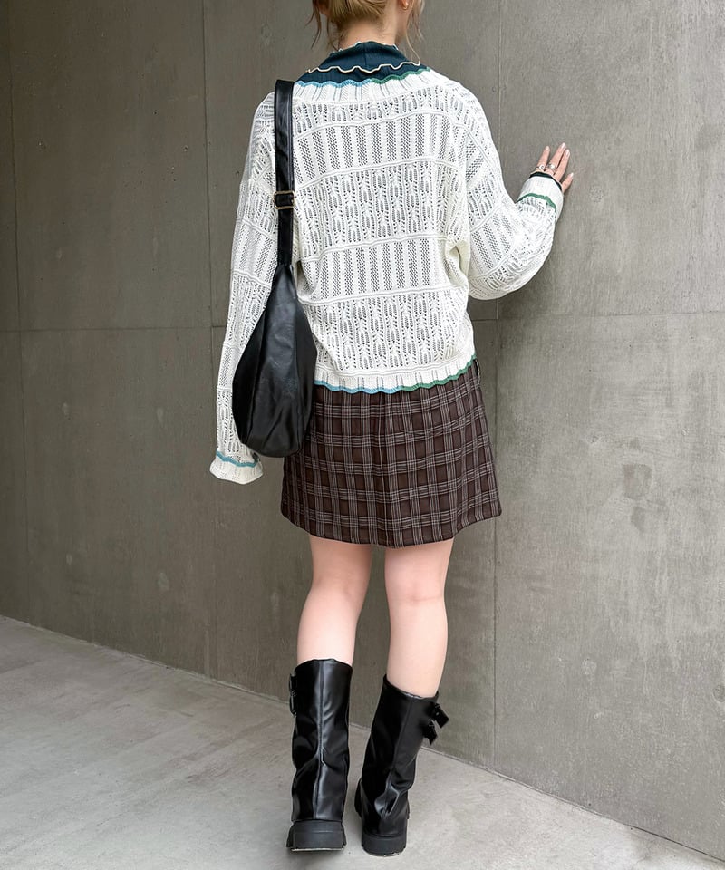 撞色 ribbon lace knit cardigan - Image 16