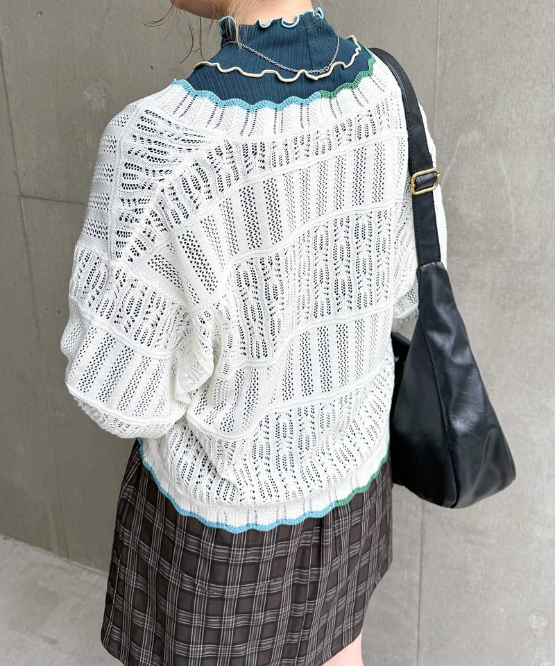 撞色 ribbon lace knit cardigan - Image 18